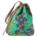 LOEWE Shoulder Bag Canvas Green Gold Auth BA10740-1