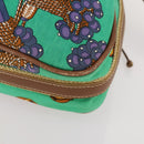 LOEWE Shoulder Bag Canvas Green Gold Auth BA10740-9