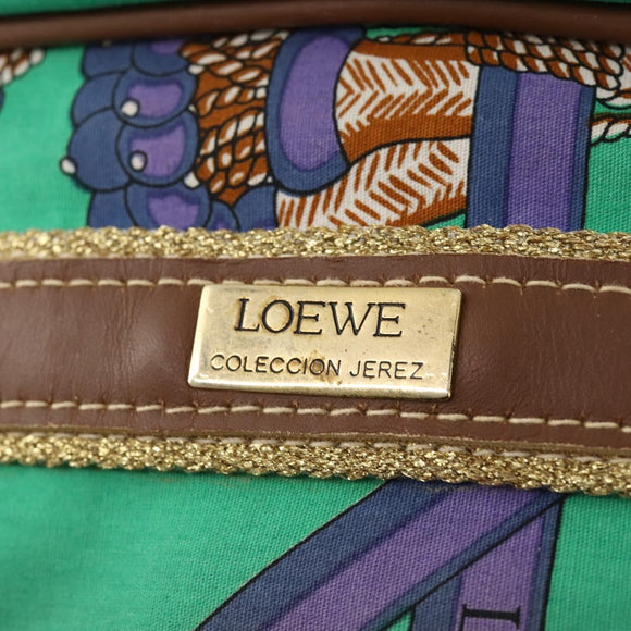 LOEWE Shoulder Bag Canvas Green Gold Auth BA10740