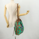 LOEWE Shoulder Bag Canvas Green Gold Auth BA10740-19