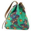 LOEWE Shoulder Bag Canvas Green Gold Auth BA10740-13