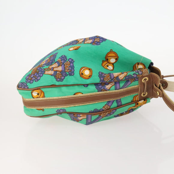 LOEWE Shoulder Bag Canvas Green Gold Auth BA10740