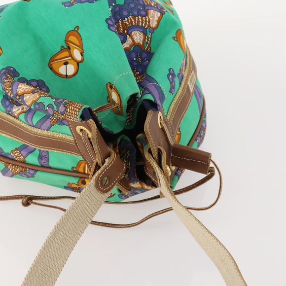 LOEWE Shoulder Bag Canvas Green Gold Auth BA10740