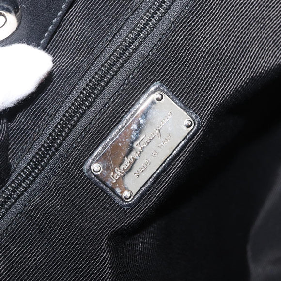 Salvatore Ferragamo Vala Tote Bag Nylon Black Silver Auth BA10741