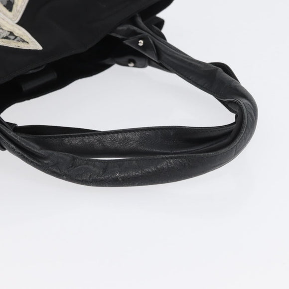 Salvatore Ferragamo Vala Tote Bag Nylon Black Silver Auth BA10741