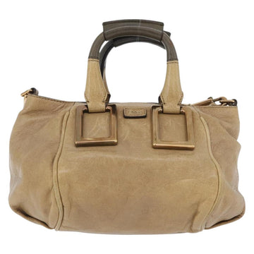 Chloe Etel Hand Bag Leather 2way Beige Gold Auth BA10742 - 0