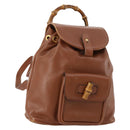 GUCCI Bamboo Backpack Leather Brown Gold 003 1705 0030 Auth BA10744-1