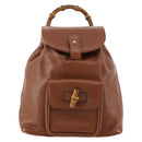 GUCCI Bamboo Backpack Leather Brown Gold 003 1705 0030 Auth BA10744-2