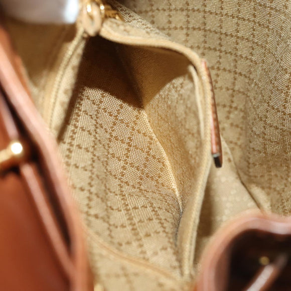 GUCCI Bamboo Backpack Leather Brown Gold 003 1705 0030 Auth BA10744
