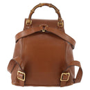 GUCCI Bamboo Backpack Leather Brown Gold 003 1705 0030 Auth BA10744-3