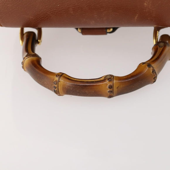 GUCCI Bamboo Backpack Leather Brown Gold 003 1705 0030 Auth BA10744
