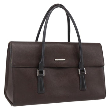 BURBERRY Hand Bag Leather Brown Silver Auth BA10747