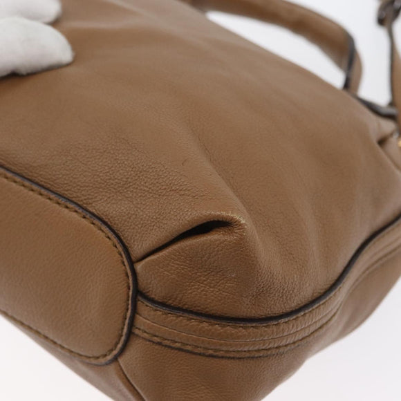 Chloe Elise Hand Bag Leather 2way Brown Gold Auth BA10748