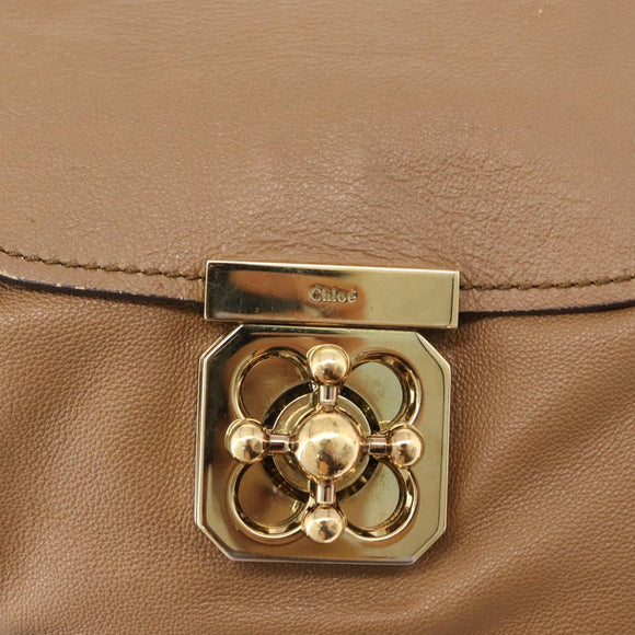 Chloe Elise Hand Bag Leather 2way Brown Gold Auth BA10748