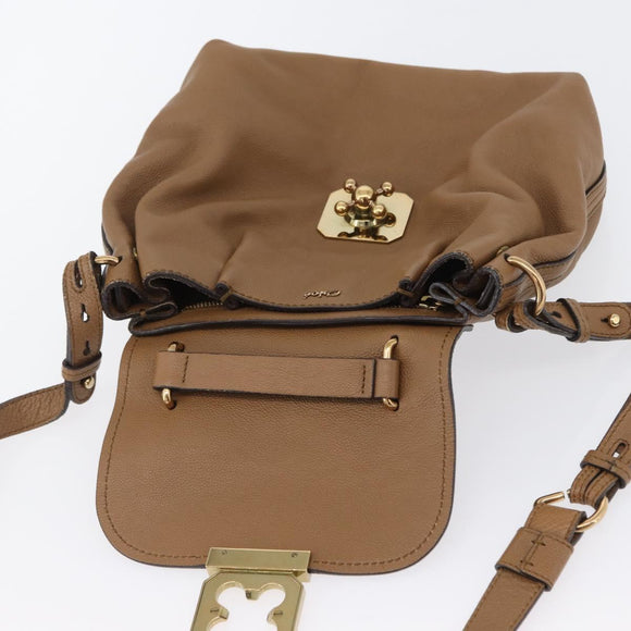 Chloe Elise Hand Bag Leather 2way Brown Gold Auth BA10748