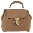 Chloe Elise Hand Bag Leather 2way Brown Gold Auth BA10748-13