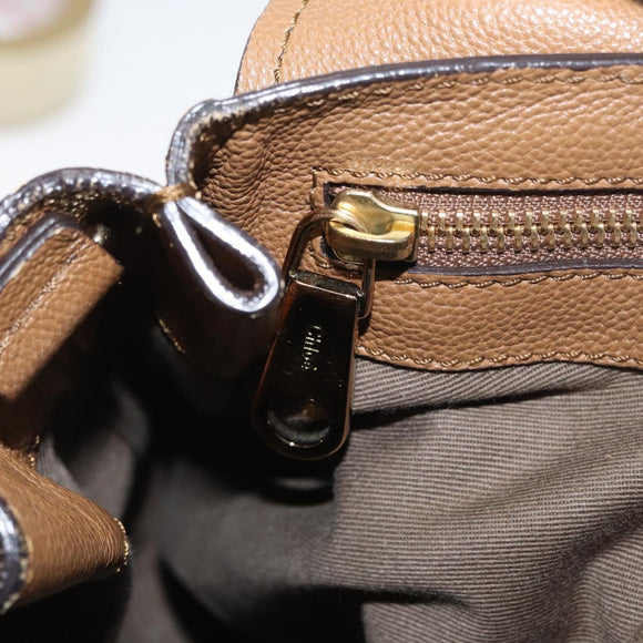 Chloe Elise Hand Bag Leather 2way Brown Gold Auth BA10748