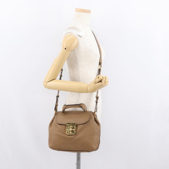 Chloe Elise Hand Bag Leather 2way Brown Gold Auth BA10748