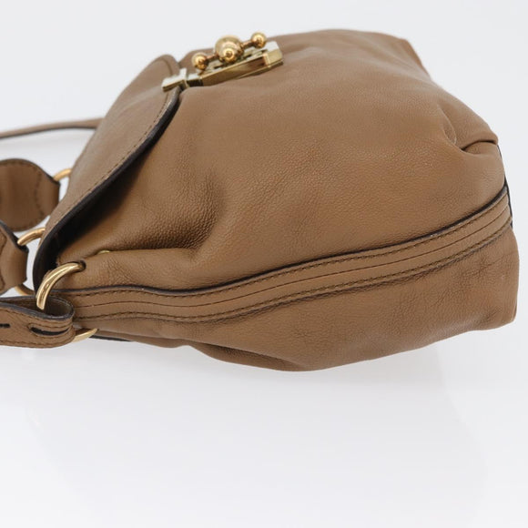 Chloe Elise Hand Bag Leather 2way Brown Gold Auth BA10748