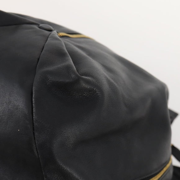 Gianni Versace Shoulder Bag Leather Black Gold Auth BA10749