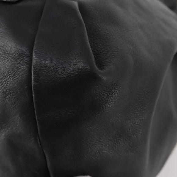 Gianni Versace Shoulder Bag Leather Black Gold Auth BA10749