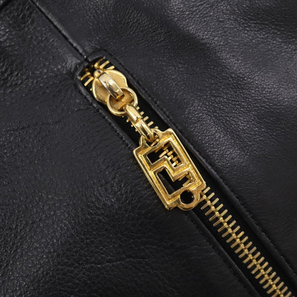 Gianni Versace Shoulder Bag Leather Black Gold Auth BA10749