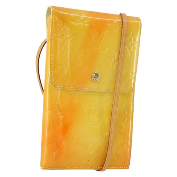 LOUIS VUITTON Monogram Vernis Walker Wallet Lime Yellow M91074 LV Auth BA10750