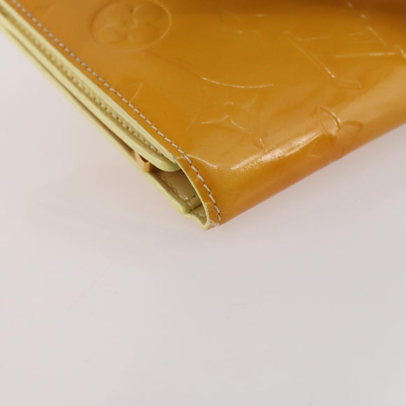 LOUIS VUITTON Monogram Vernis Walker Wallet Lime Yellow M91074 LV Auth BA10750