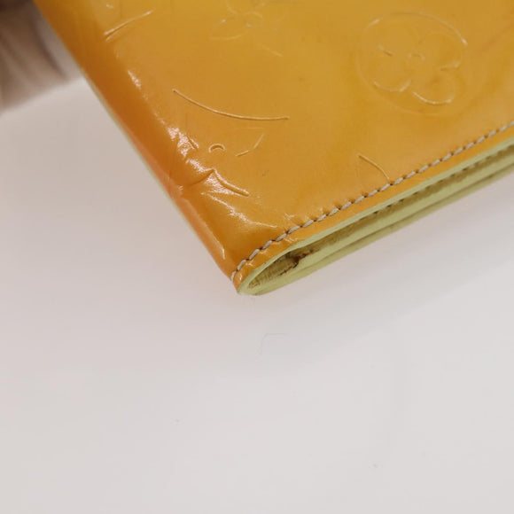 LOUIS VUITTON Monogram Vernis Walker Wallet Lime Yellow M91074 LV Auth BA10750