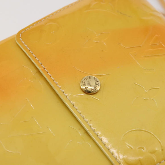 LOUIS VUITTON Monogram Vernis Walker Wallet Lime Yellow M91074 LV Auth BA10750