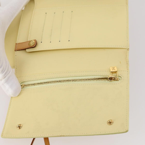 LOUIS VUITTON Monogram Vernis Walker Wallet Lime Yellow M91074 LV Auth BA10750
