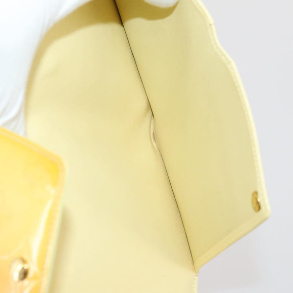LOUIS VUITTON Monogram Vernis Walker Wallet Lime Yellow M91074 LV Auth BA10750