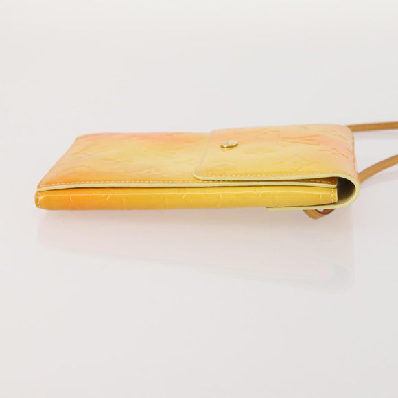 LOUIS VUITTON Monogram Vernis Walker Wallet Lime Yellow M91074 LV Auth BA10750