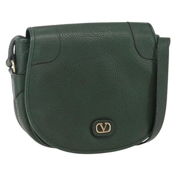 VALENTINO Shoulder Bag Leather Green Gold Auth BA10752
