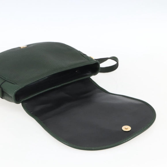 VALENTINO Shoulder Bag Leather Green Gold Auth BA10752