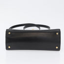 BALLY Hand Bag Leather 2way Black Gold Auth BA10754-5