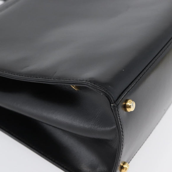 BALLY Hand Bag Leather 2way Black Gold Auth BA10754