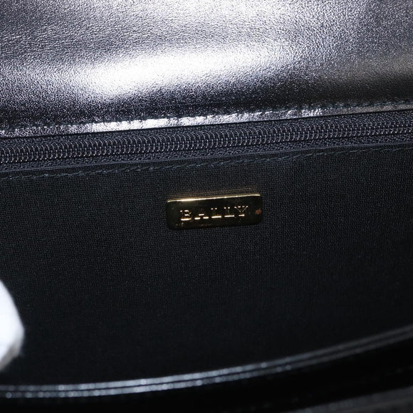 BALLY Hand Bag Leather 2way Black Gold Auth BA10754