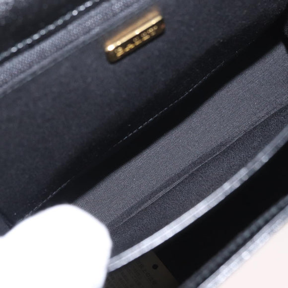 BALLY Hand Bag Leather 2way Black Gold Auth BA10754