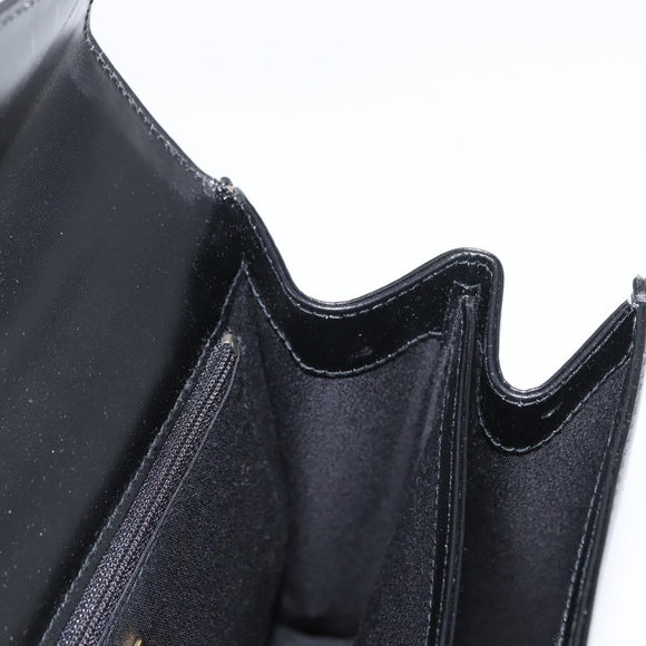 BALLY Hand Bag Leather 2way Black Gold Auth BA10754