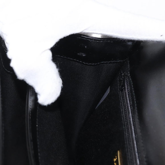 BALLY Hand Bag Leather 2way Black Gold Auth BA10754