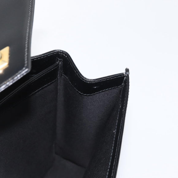 BALLY Hand Bag Leather 2way Black Gold Auth BA10754