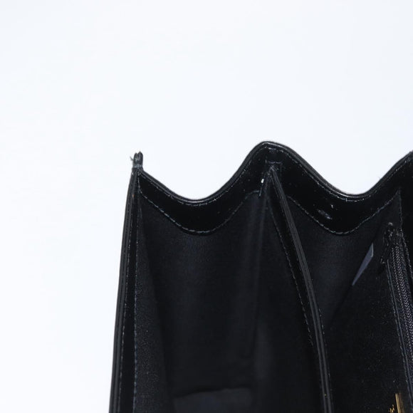 BALLY Hand Bag Leather 2way Black Gold Auth BA10754