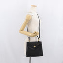 BALLY Hand Bag Leather 2way Black Gold Auth BA10754-28