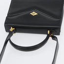 BALLY Hand Bag Leather 2way Black Gold Auth BA10754-6