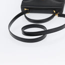 BALLY Hand Bag Leather 2way Black Gold Auth BA10754-8