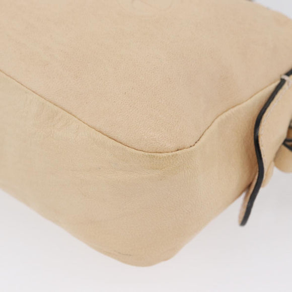 Chloe Shoulder Bag Leather 2way Ivory Gold Auth BA10755