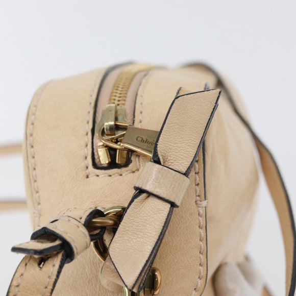 Chloe Shoulder Bag Leather 2way Ivory Gold Auth BA10755