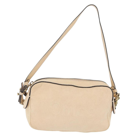 Chloe Shoulder Bag Leather 2way Ivory Gold Auth BA10755