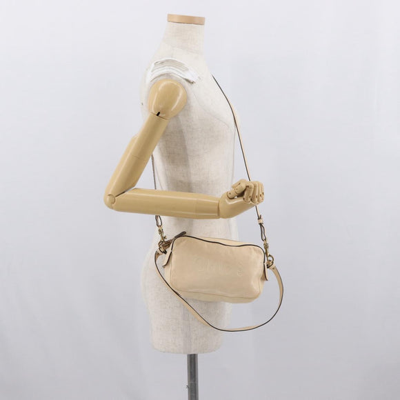 Chloe Shoulder Bag Leather 2way Ivory Gold Auth BA10755